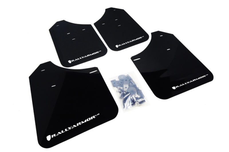 Rally Armor UR Mudflaps Black Urethane White Logo 2002-2007 Impreza/ 2002-2007 WRX / 2004-2007 STI - eliteracefab.com