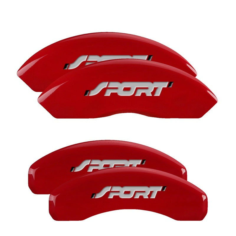 MGP 4 Caliper Covers Engraved Front & Rear Edge Red finish silver ch MGP