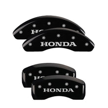 Load image into Gallery viewer, MGP 4 Caliper Covers Engraved Front &amp; Rear Honda Black finish silver ch MGP