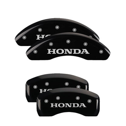 MGP Front set 2 Caliper Covers Engraved Front Honda Black finish silver ch MGP