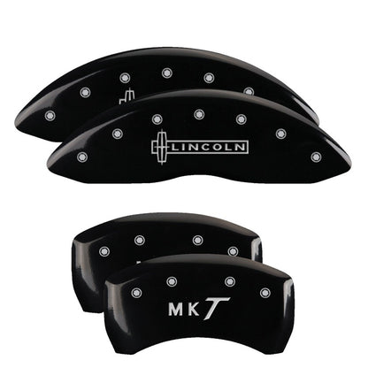 MGP 4 Caliper Covers Engraved Front Lincoln Engraved Rear Star logo Black finish silver ch MGP