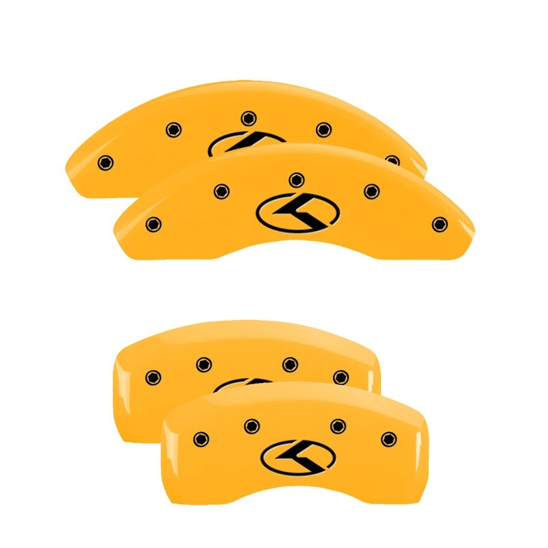 MGP 4 Caliper Covers Engraved Front & Rear I-Vtec Yellow Finish Black Char 2010 Honda Civic MGP