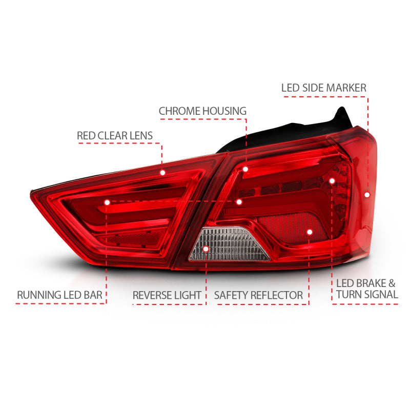 ANZO 14-18 Chevrolet Impala LED Taillights Red/Clear - eliteracefab.com