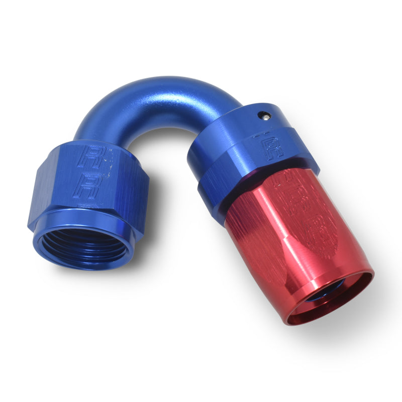 Russell Performance -6 AN Red/Blue 150 Degree Full Flow Swivel Hose End (With 9/16in Radius)