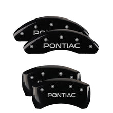 Load image into Gallery viewer, MGP 4 Caliper Covers Engraved Front &amp; Rear Pontiac Black finish silver ch MGP