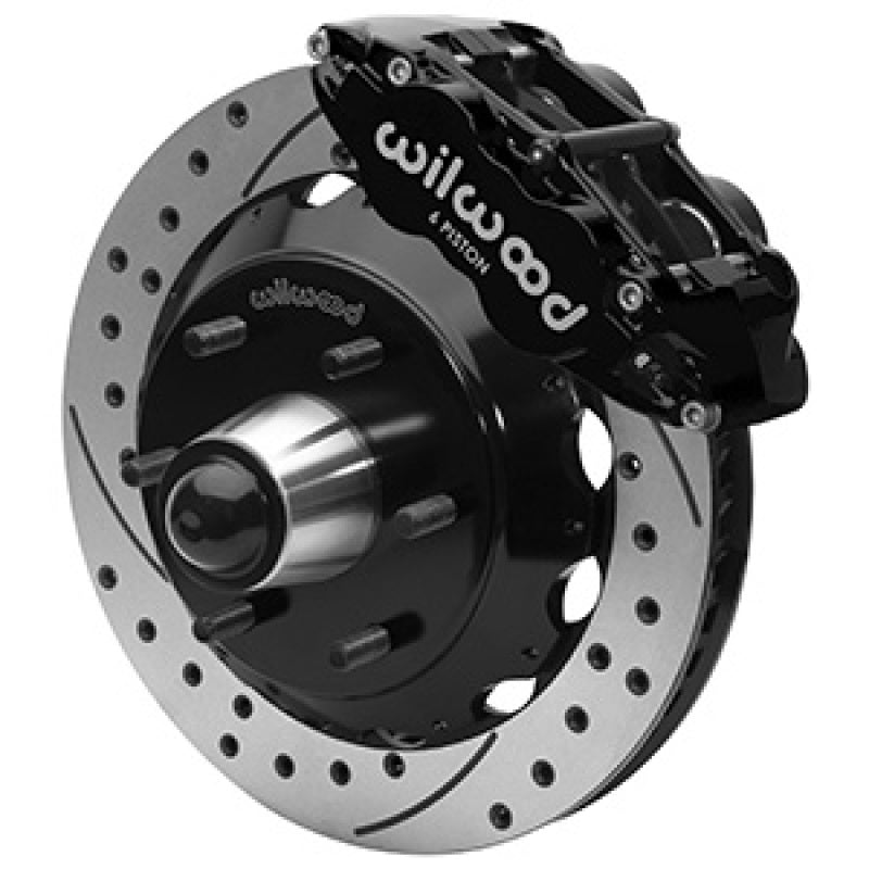 Wilwood 63-87 C10 CPP Spindle FNSL6R Front BBK 13in Drilled/Slotted 6x5.5 BC - Black Wilwood