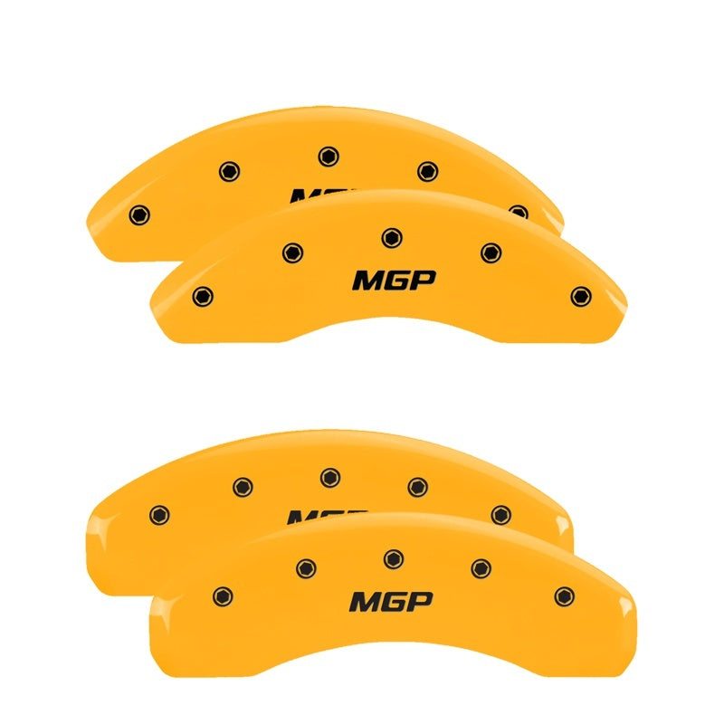 MGP 4 Caliper Covers Engraved Front & Rear No bolts/Sport Yellow finish black ch MGP