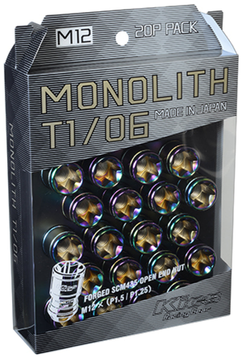 Project Kics 12 x 1.25 Neochrome T1/06 Monolith Lug Nuts - 20 Pcs Project Kics