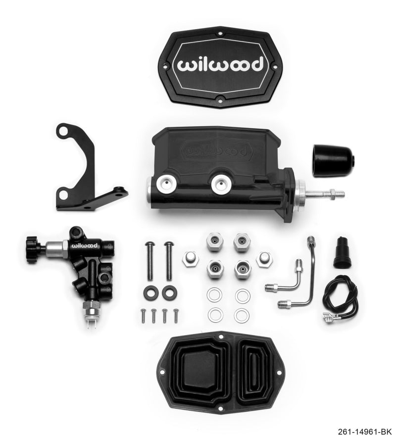 Wilwood Compact Tandem M/C - 7/8in Bore - w/Bracket and Valve (Pushrod) - Black - eliteracefab.com