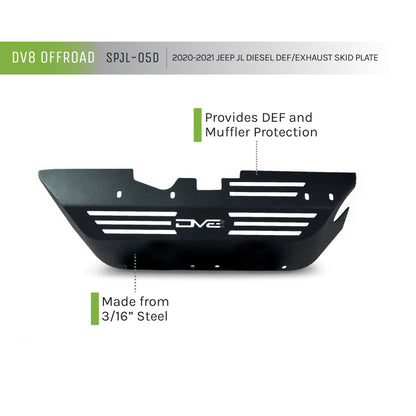 DV8 Offroad 20-22 Jeep Wrangler JL (3.0L Diesel) Rear Diff Skid Plate for Dana 44 SPJL-05D