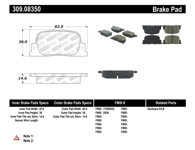 StopTech Performance 05-08 Scion tC Rear Brake Pads - eliteracefab.com