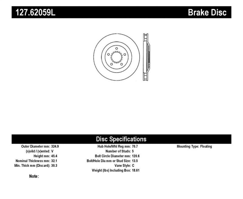 StopTech 04 & 08 Cadillac XLR/XLR-V / 97-04 Chevy Corvette Slotted & Drilled Front Left Rotor - eliteracefab.com