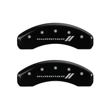 Load image into Gallery viewer, MGP 4 Caliper Covers Engraved Front &amp; Rear With stripes/Durango Black finish silver ch MGP