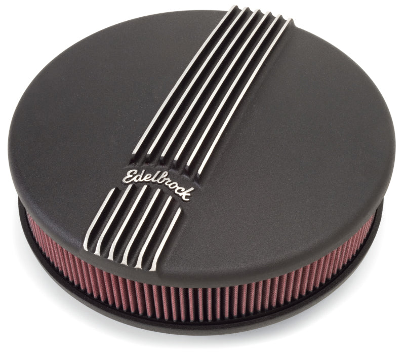 Edelbrock Air Cleaner Classic Series Round Aluminum Top Cloth Element 14In Dia X 3 9In Black