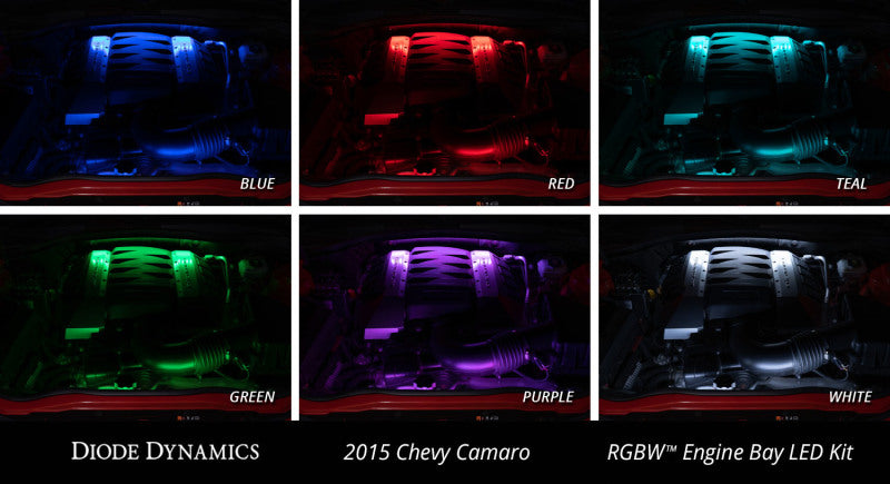 Diode Dynamics RGBW Engine Bay Strip Kit 4pc Multicolor