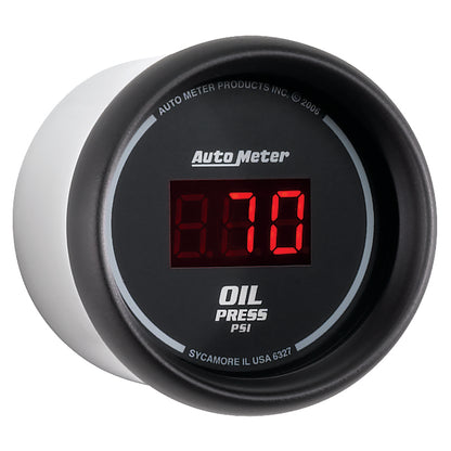 AutoMeter GAUGE; OIL PRESSURE; 2 1/16in.; 100PSI; DIGITAL; BLACK DIAL W/RED LED - eliteracefab.com