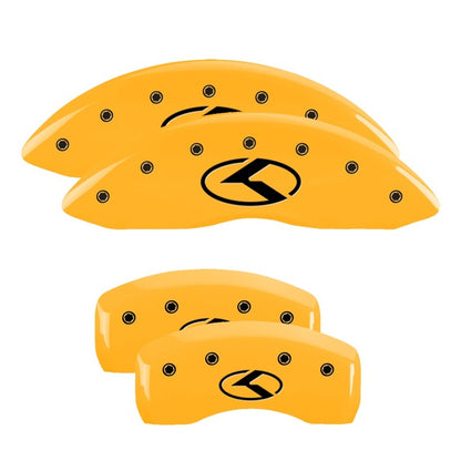 MGP 4 Caliper Covers Engraved Front & Rear Circle K/Kia Yellow finish black ch MGP