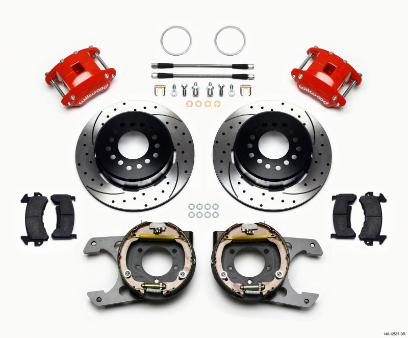 Wilwood D154 P/S P-B Kit Drilled-Red Jeep Dana 35 2.56 Off 5-lug w/ lines Wilwood