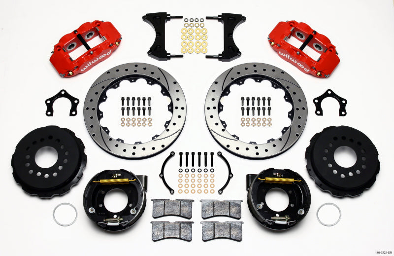 Wilwood Narrow Superlite 4R Rear P-Brk Kit 12.88in Drilled Red Mopar/Dana 2.36in Off w/Snap Ring Wilwood