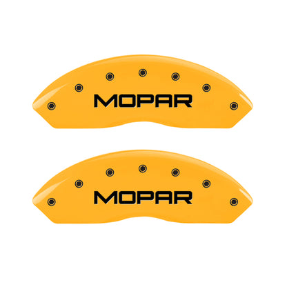 MGP 4 Caliper Covers Engraved Front & Rear MOPAR Yellow finish black ch MGP