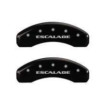 Load image into Gallery viewer, MGP 4 Caliper Covers Engraved Front &amp; Rear Escalade Black finish silver ch - eliteracefab.com