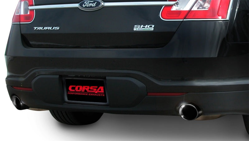 Corsa 10-13 Ford Taurus SHO 3.5L V6 Turbo Sport Cat-Back Exhaust w/ Dual 4in Black Tips - eliteracefab.com