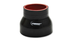 Vibrant 4 Ply Reinforced Silicone Transition Connector - 3in I.D. x 3.5in I.D. x 3in long (BLACK) - eliteracefab.com