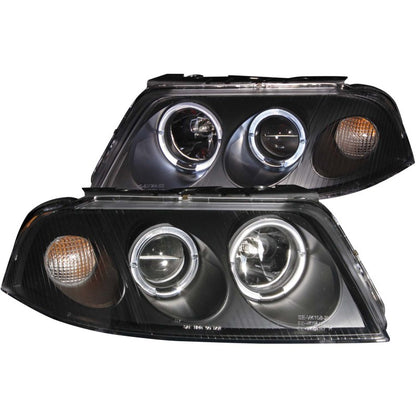 ANZO USA Volkswagen Passat Projector Headlights W/ Halo Black; 2001-2005 - eliteracefab.com