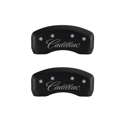 MGP 4 Caliper Covers Engraved Front & Rear Cursive/Cadillac Red finish silver ch MGP