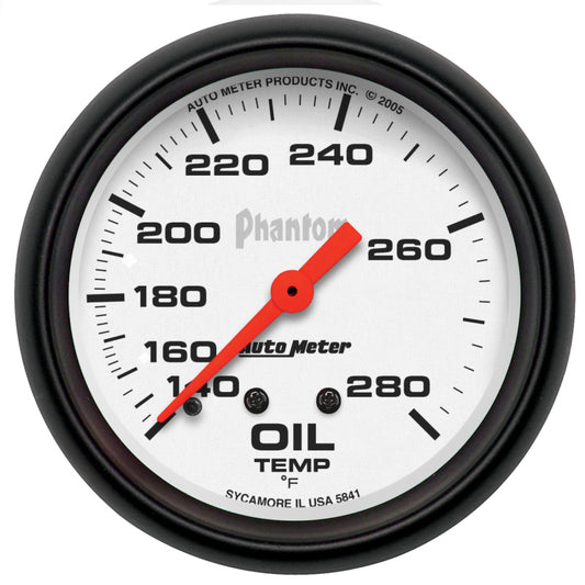 AutoMeter Gauge Oil Temp 2-5/8in. 140-280 Deg. F Mechanical Phantom 5841