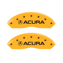 Load image into Gallery viewer, MGP 4 Caliper Covers Engraved Front Acura Engraved Rear RLX Yellow finish black ch