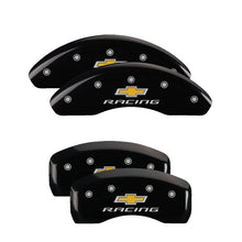 Load image into Gallery viewer, MGP 4 Caliper Covers Engraved Front &amp; Rear Impala Black finish silver ch - eliteracefab.com