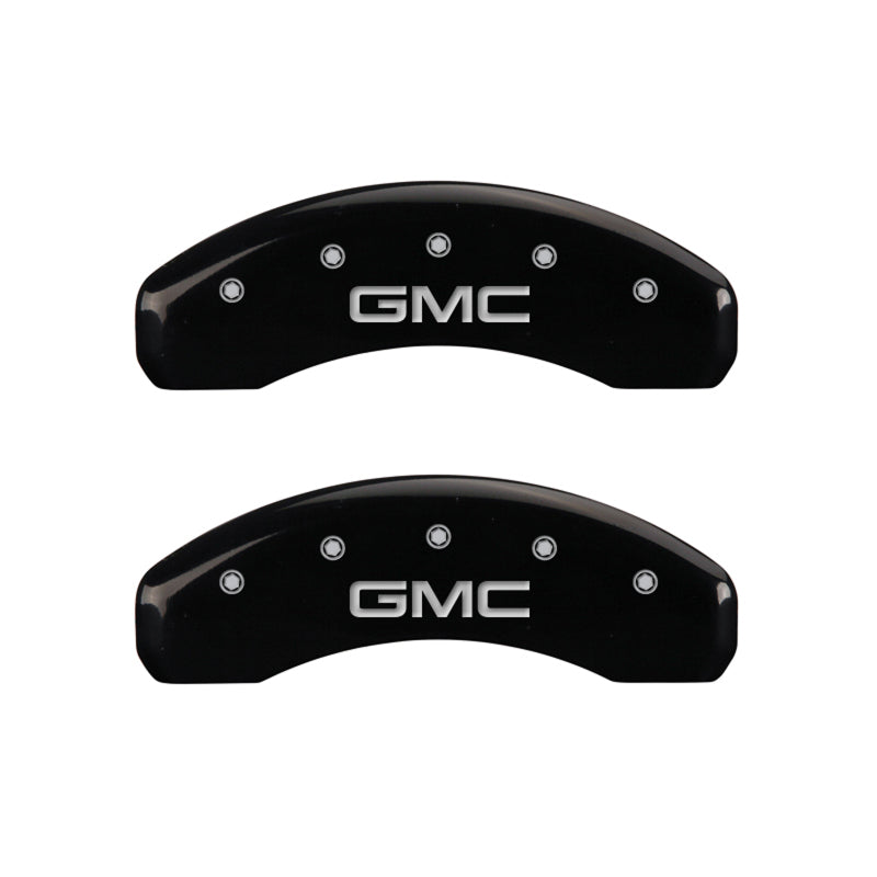 MGP 4 Caliper Covers Engraved Front & Rear GMC Black finish silver ch MGP