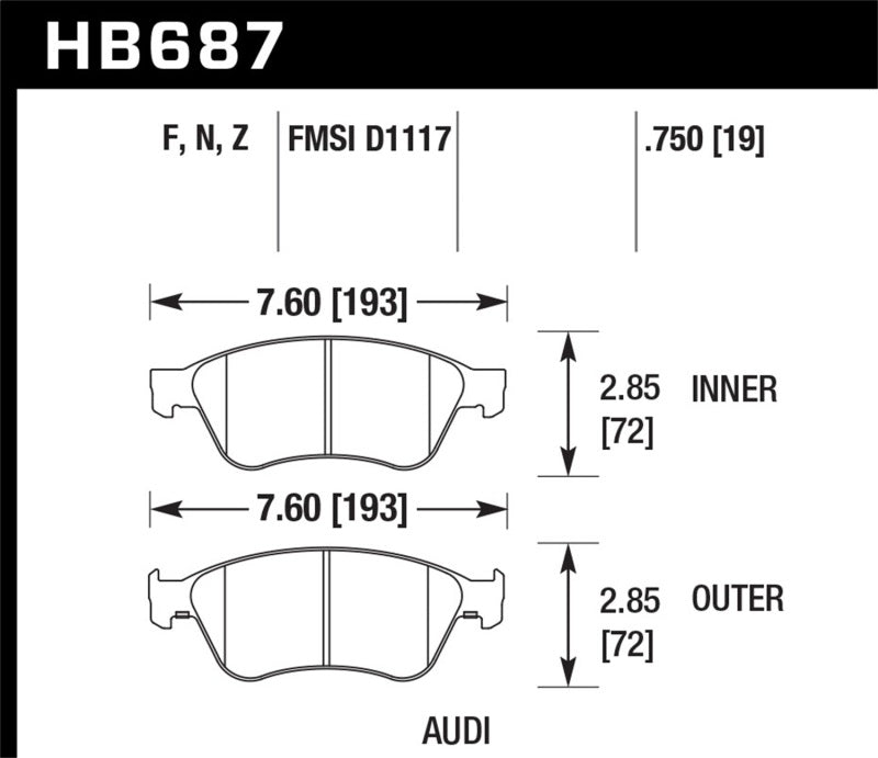 Hawk Performance HPS 5.0 Front Brake Pads - HB687B.750