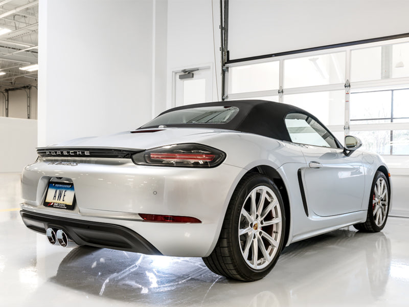 AWE Tuning Porsche 718 Boxster / Cayman SwitchPath Exhaust (PSE Only) - Chrome Silver Tips AWE Tuning