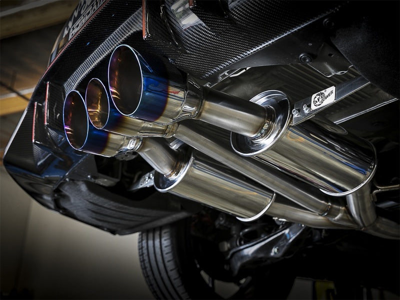 aFe Takeda 3in 304 SS Cat-Back Exhaust w/ Blue Flame Tips 2017+ Honda Civic Type R I4 2.0L (t) - eliteracefab.com