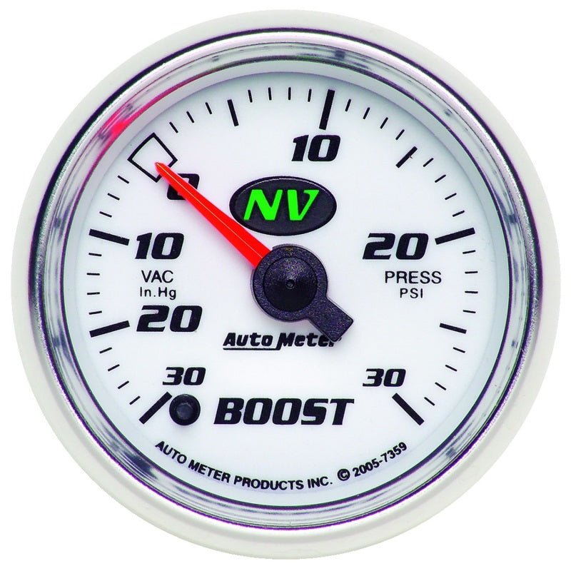 Autometer NV 52.4mm Full Sweep Electronic 30 In Hg/30 PSI Vacuum / Boost Gauge 7359