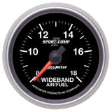 AutoMeter GAUGE; AIR/FUEL RATIO-WIDEBAND; ANALOG; 2 1/16in.; 8:1-18:1; STPR MTR; SC II