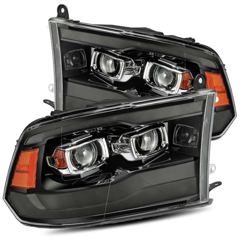 AlphaRex 09-18 Ram 1500HD LUXX Proj Headlight Plnk Style Jet Blk w/Activ Light/Seq Signal/Smoked DRL - eliteracefab.com