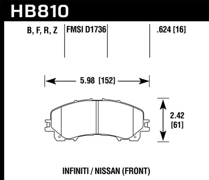 Hawk 14-17 Infiniti Q50 HPS 5.0 Front Brake Pads - eliteracefab.com