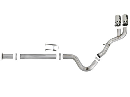 aFe Rebel XD 4in SS Down-Pipe Back Exhaust w/Dual Polished Tips 17-18 Ford Diesel Trucks V8-6.7L(td) aFe