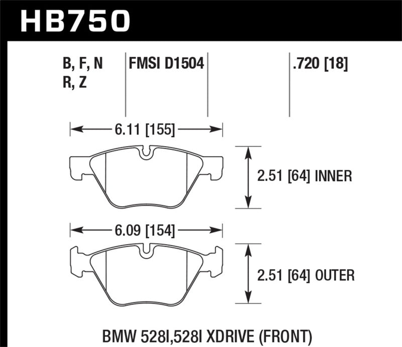 Hawk Performance HPS 5.0 Front Brake Pads - HB750B.720