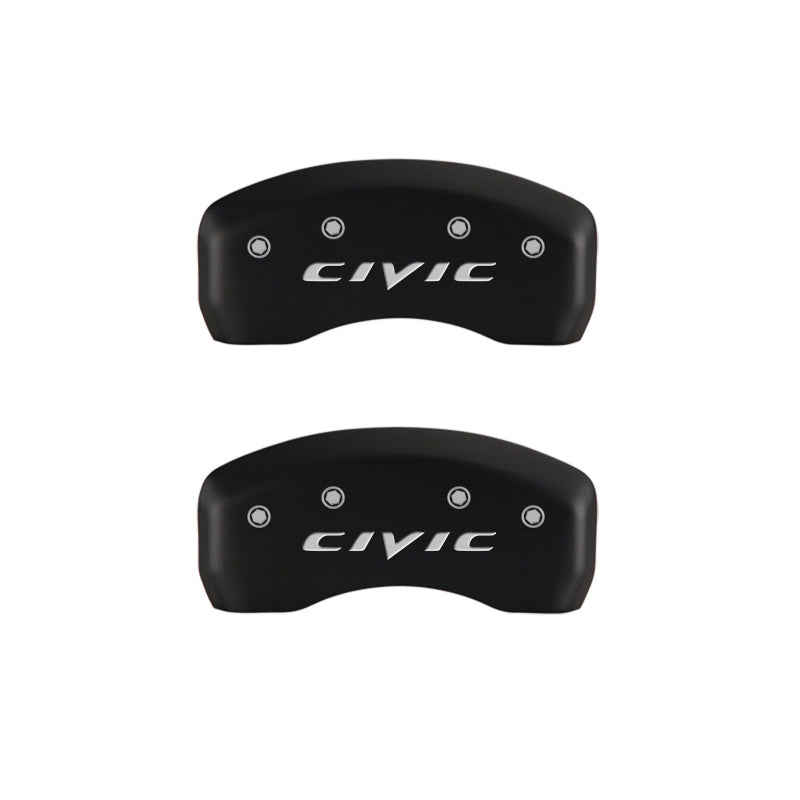MGP 4 Caliper Covers Engraved Front Civic Engraved Rear 2015/CIVIC Red finish silver ch MGP