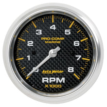 Load image into Gallery viewer, Autometer Marine Carbon Fiber 3-3/8in 8k RPM Tachometer.