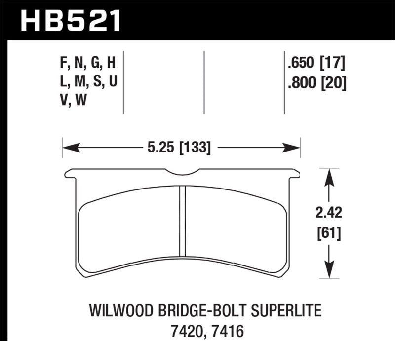 Hawk Wilwood Superlite SL4R 7420 HPS 5.0 Brake Pads - eliteracefab.com