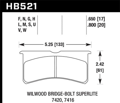 Hawk Performance Black Brake Pads - HB521M.800 Hawk Performance