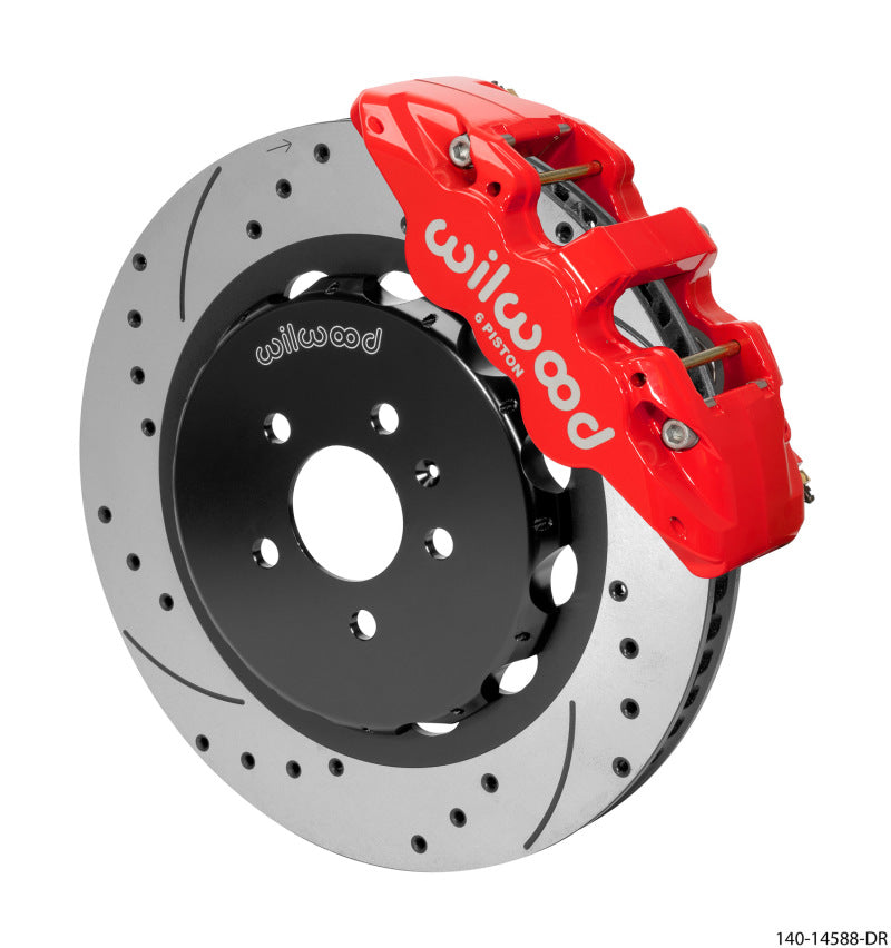 Wilwood AERO6 Front Kit 15.00in BBK - 08-12 Audi A4/A5/S5 - Drilled & Slotted Rotor - Red Wilwood