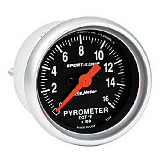 Autometer Sport-Comp 52mm 0-1600 Deg F Electronic EGT Gauge Kit 3344