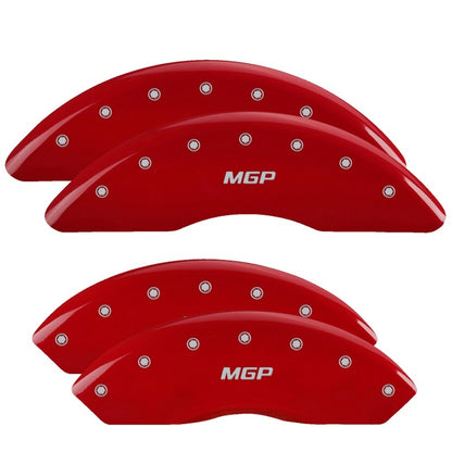 MGP 4 Caliper Covers Engraved Front & Rear MGP Red finish silver ch MGP