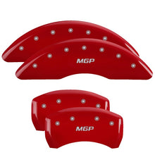 Load image into Gallery viewer, MGP 4 Caliper Covers Engraved Front &amp; Rear MGP Red Finish Silver Characters 2016 Buick Regal